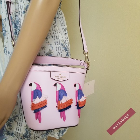 KATE SPADE PIPPA FLOCK PARTY CROSSBODY BUCKET - Picture 4 of 12